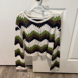 Crochet Chevron Long Sleeve Sweater